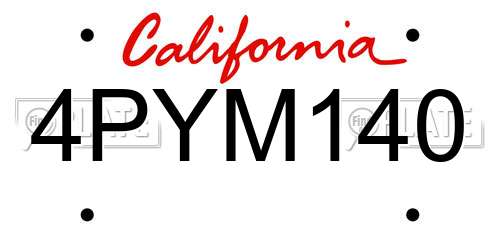 4PYM140 California License Plate