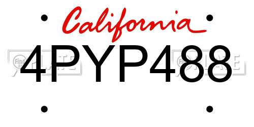 4PYP488 California License Plate