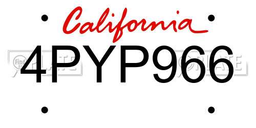 4PYP966 California License Plate
