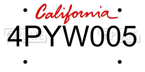 4PYW005 California License Plate