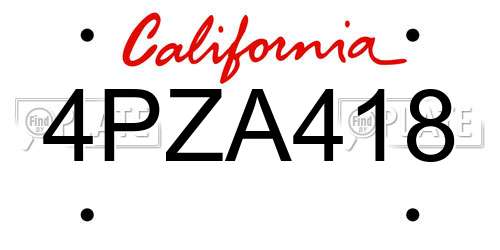 4PZA418 California License Plate