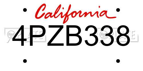 4PZB338 California License Plate