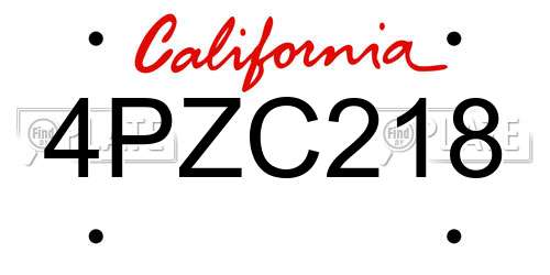 4PZC218 California License Plate