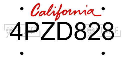 4PZD828 California License Plate