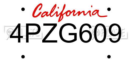 4PZG609 California License Plate