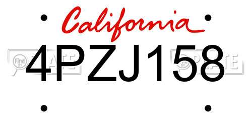 4PZJ158 California License Plate