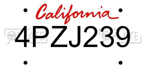4PZJ239 California License Plate