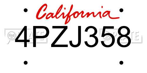 4PZJ358 California License Plate