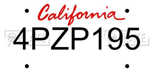 4PZP195 California License Plate