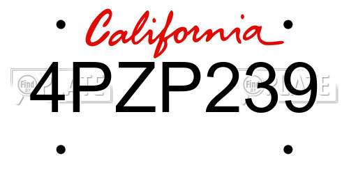 4PZP239 California License Plate