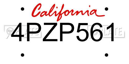4PZP561 California License Plate