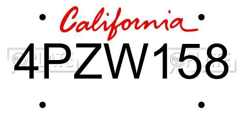 4PZW158 California License Plate