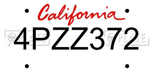 4PZZ372 California License Plate