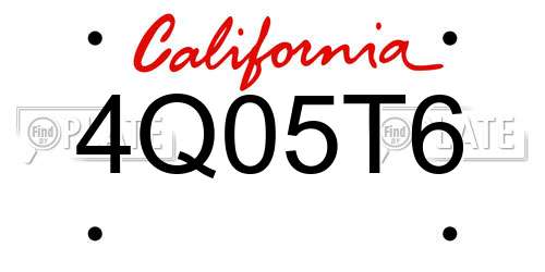 4Q05T6 California License Plate