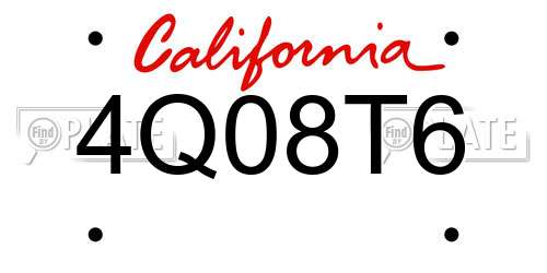 4Q08T6 California License Plate