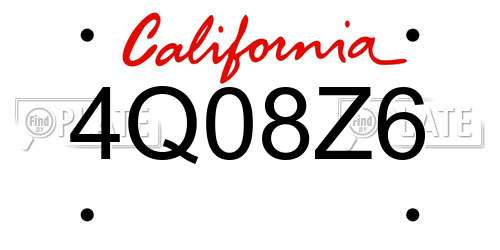 4Q08Z6 California License Plate