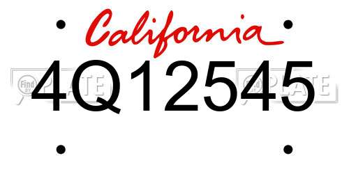 4Q12545 California License Plate