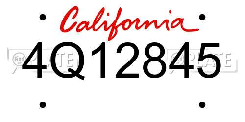 4Q12845 California License Plate