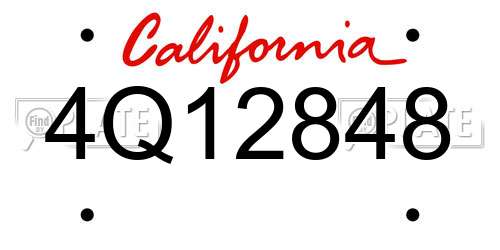 4Q12848 California License Plate
