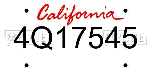 4Q17545 California License Plate