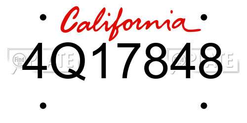 4Q17848 California License Plate