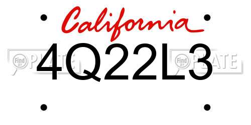 4Q22L3 California License Plate