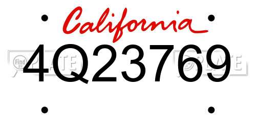 4Q23769 California License Plate