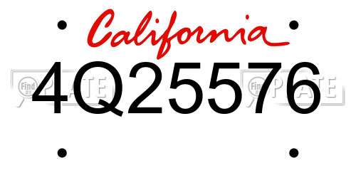 4Q25576 California License Plate