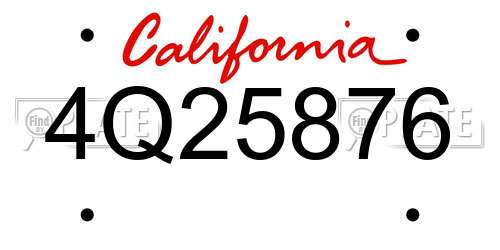 4Q25876 California License Plate