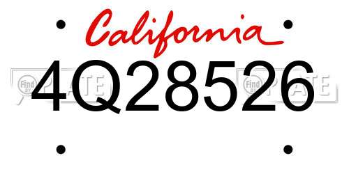4Q28526 California License Plate
