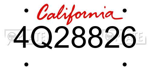 4Q28826 California License Plate