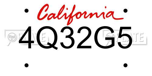 4Q32G5 California License Plate