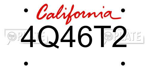 4Q46T2 California License Plate