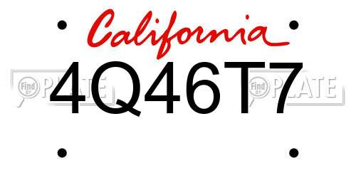 4Q46T7 California License Plate