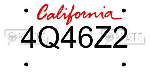 4Q46Z2 California License Plate