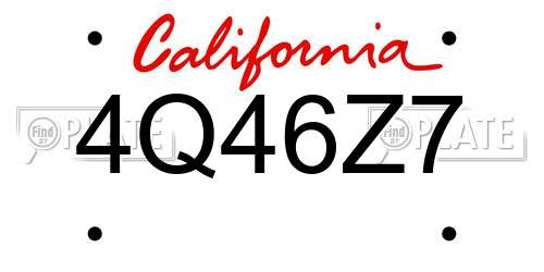 4Q46Z7 California License Plate
