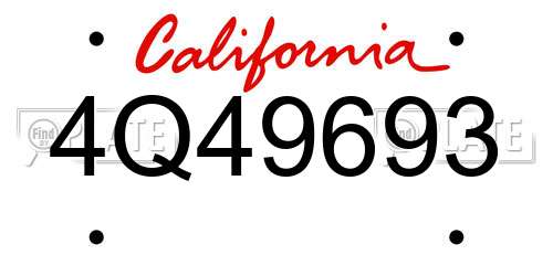 4Q49693 California License Plate