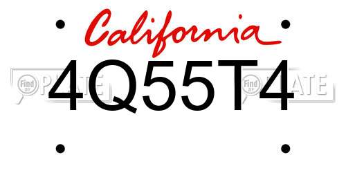 4Q55T4 California License Plate
