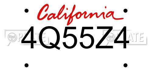 4Q55Z4 California License Plate