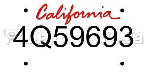 4Q59693 California License Plate