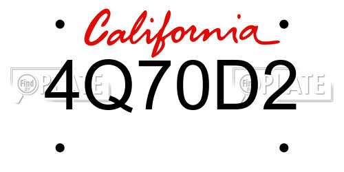 4Q70D2 California License Plate