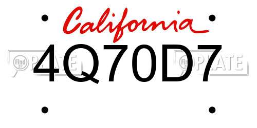 4Q70D7 California License Plate