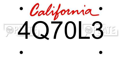 4Q70L3 California License Plate