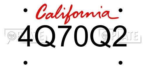4Q70Q2 California License Plate
