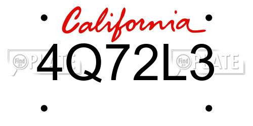 4Q72L3 California License Plate