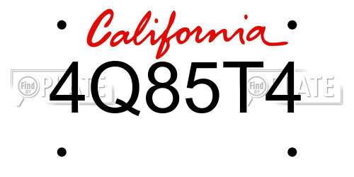4Q85T4 California License Plate