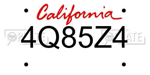4Q85Z4 California License Plate