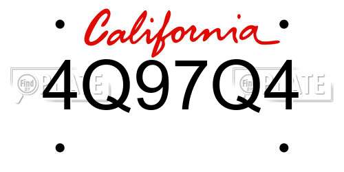 4Q97Q4 California License Plate