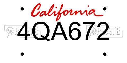 4QA672 California License Plate