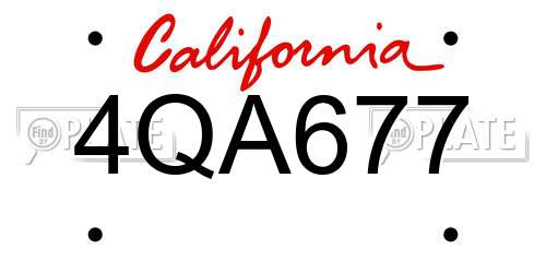 4QA677 California License Plate